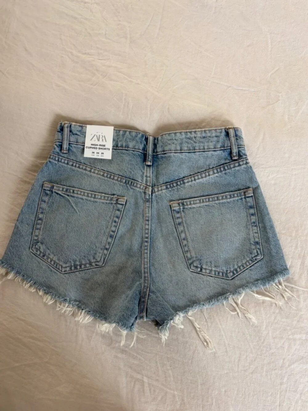 Zara High Waist Ripped Denim Shorts